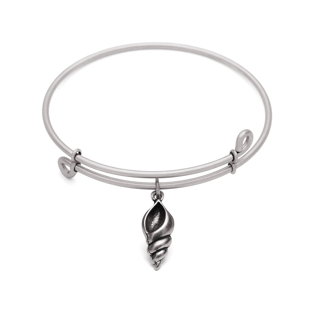 SOL Conch Shell, Bangle Antique Silver Color Finish