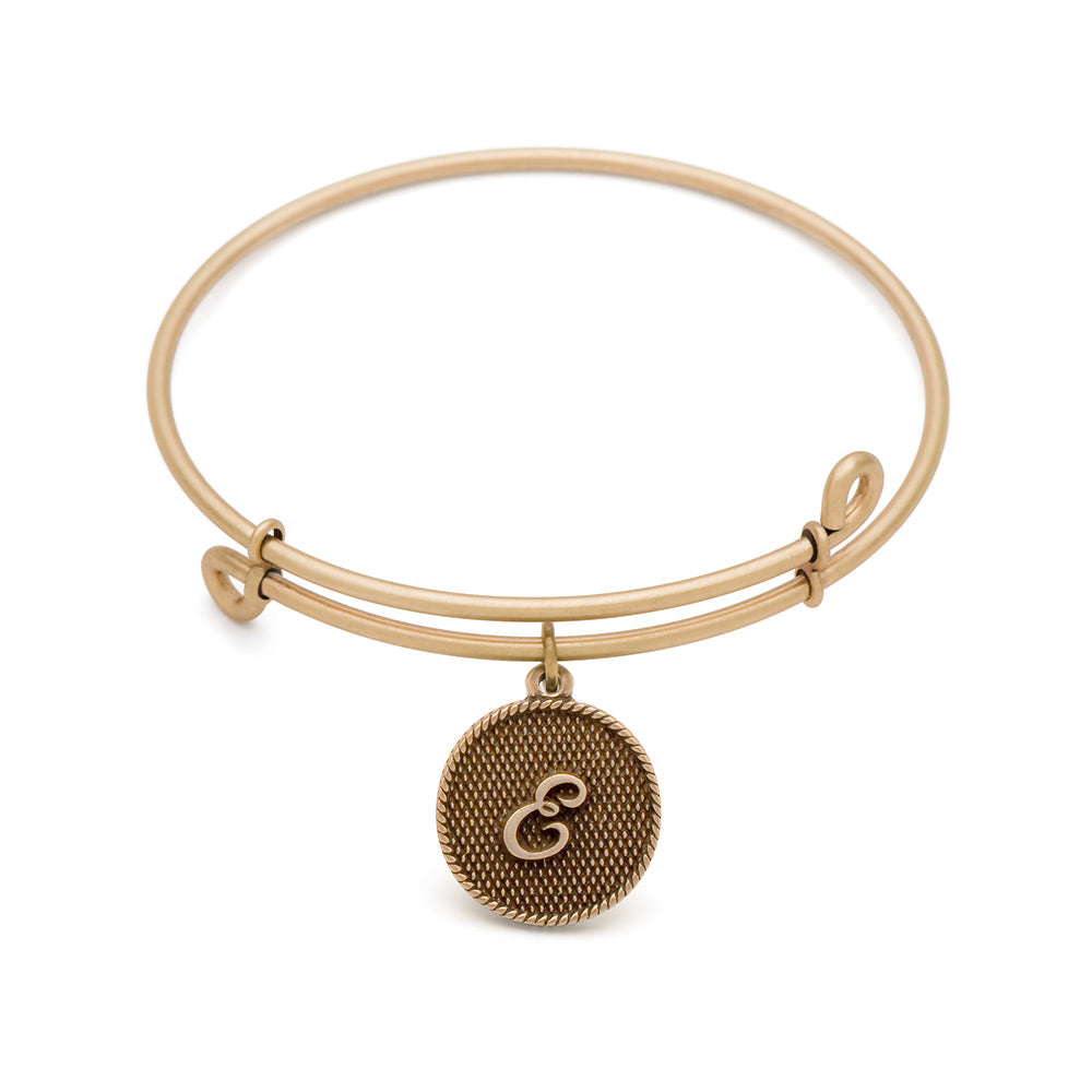 SOL Initial E, Bangle Antique Gold Color Finish