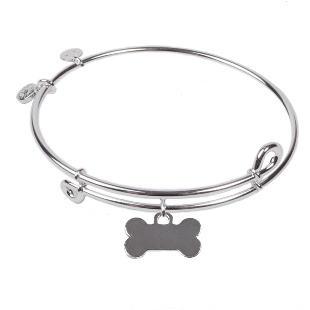 SOL Dog Bone, Bangle Sterling Silver Plated