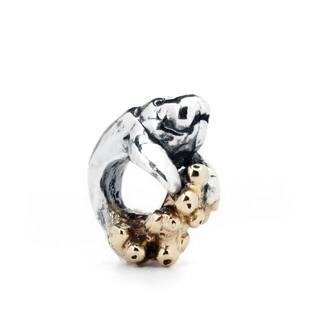 Novobeads Manatee and Coral, Silver with 14K Gold