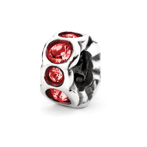 Novobeads Dark Red Band, Silver with Crystals
