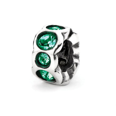 Novobeads Kelly Green Band, Silver with Crystals