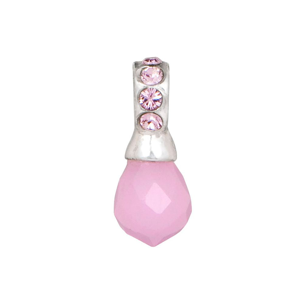 Novobeads Rosebud Charm, Silver with Crystals
