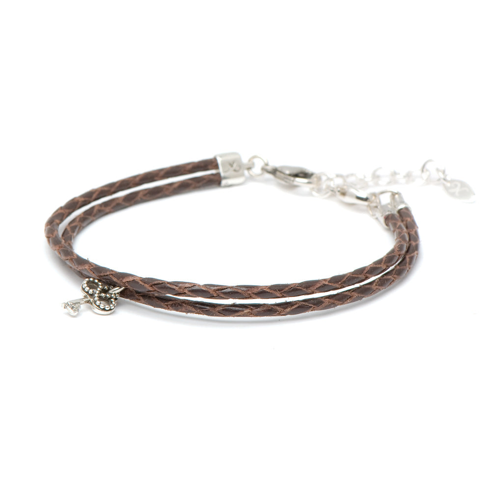 Novobeads Bracelet Leather Braided - Mocha, M (7-8.5inch/18-22cm)