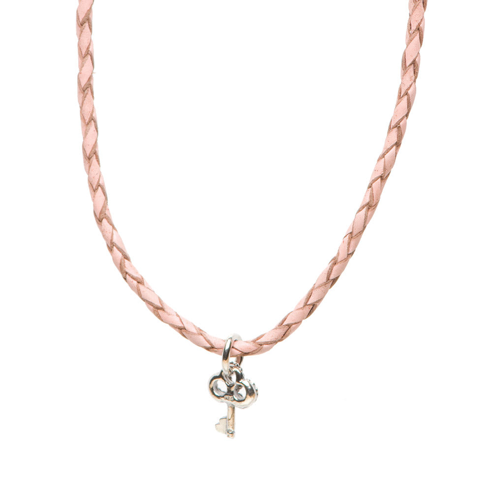 Novobeads Necklace Leather Braided - Blush, S (16-18inch/41-46cm)