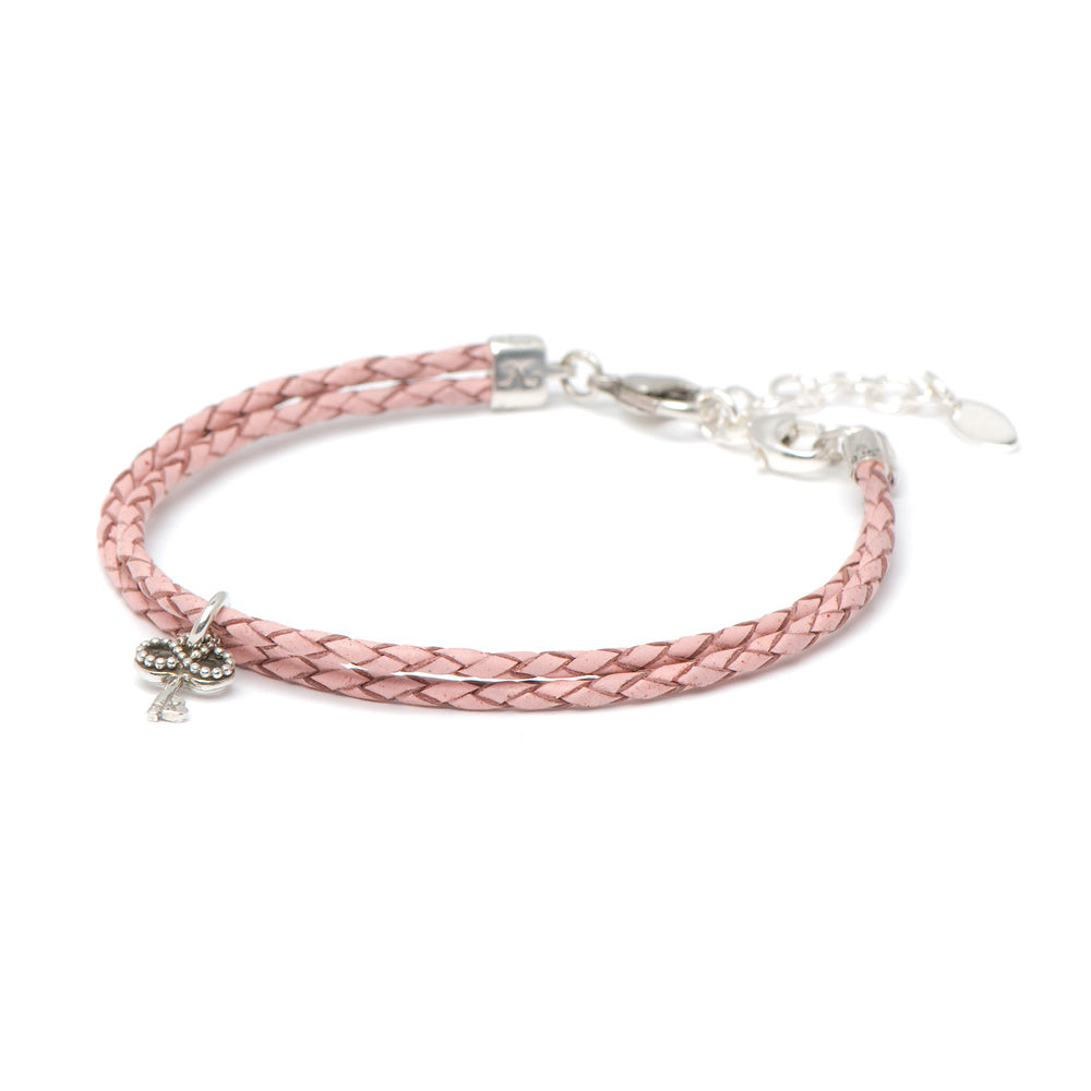 Novobeads Bracelet Leather Braided - Blush, M (7-8.5inch/18-22cm)