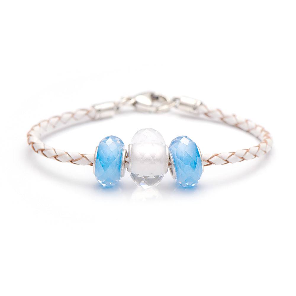 Novobeads School Spirit Bracelets, Baby Blue/White