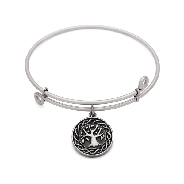 Tree of Life, Bangle Antique Silver Color Finish