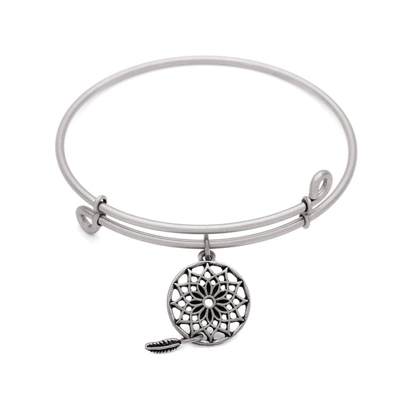Dream Catcher, Bangle Antique Silver Color Finish
