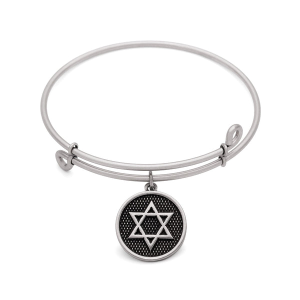 Star of David, Bangle Antique Silver Color Finish
