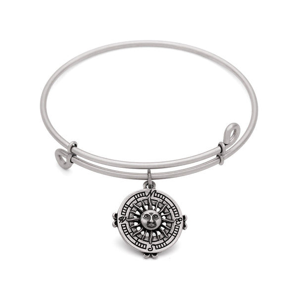 Compass, Bangle Antique Silver Color Finish