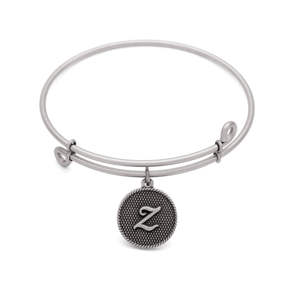 Initial Z, Bangle Antique Silver Color Finish