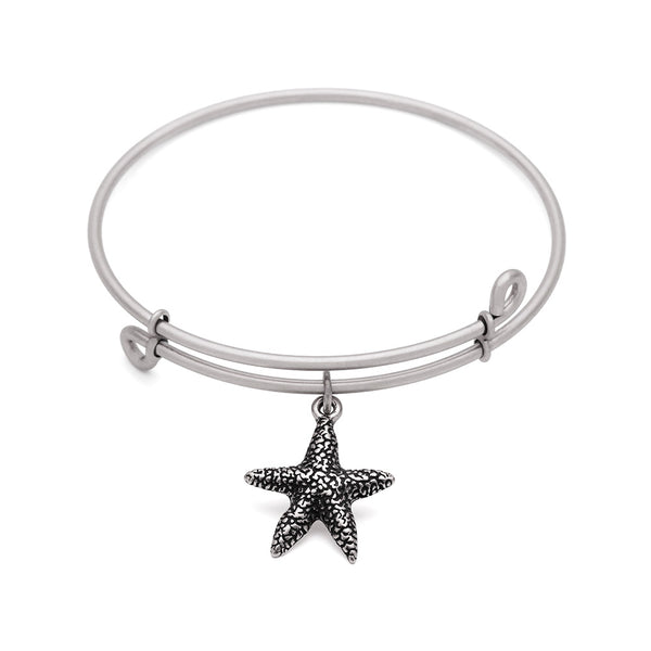Starfish, Bangle Antique Silver Color Finish