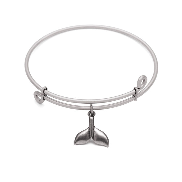 Whale Tail, Bangle Antique Silver Color Finish