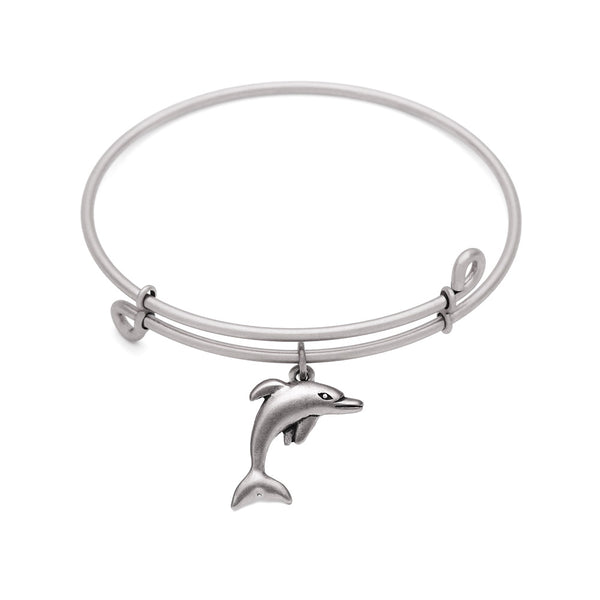 Dolphin, Bangle Antique Silver Color Finish