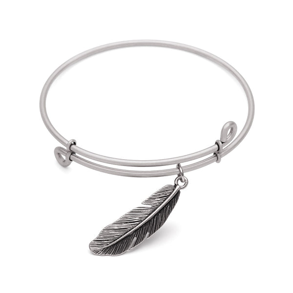 Feather, Bangle Antique Silver Color Finish