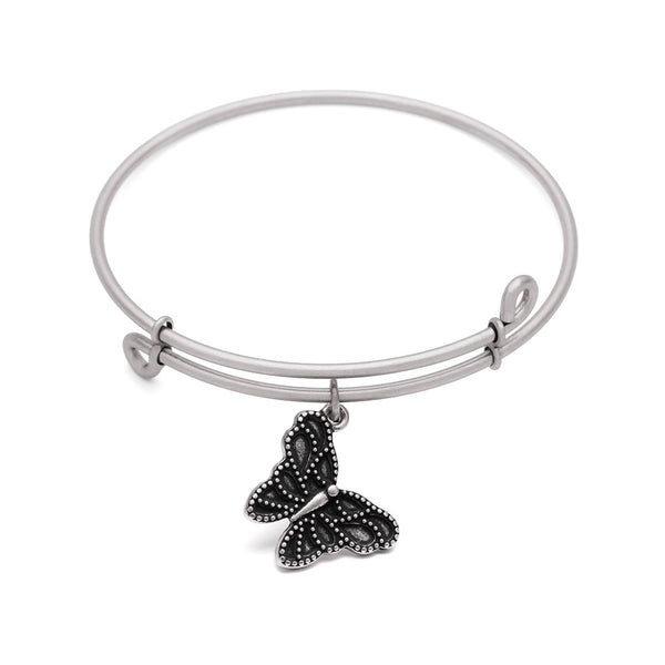 Butterfly, Bangle Antique Silver Color Finish
