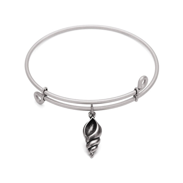 Conch Shell, Bangle Antique Silver Color Finish