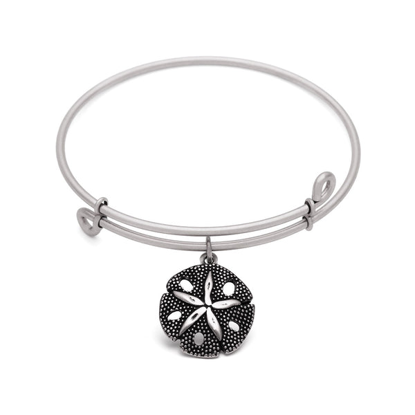 Sand Dollar, Bangle Antique Silver Color Finish