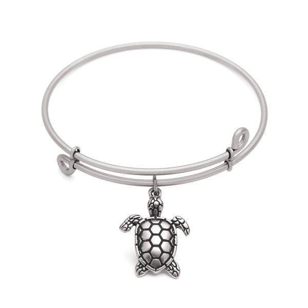 Sea Turtle, Bangle Antique Silver Color Finish