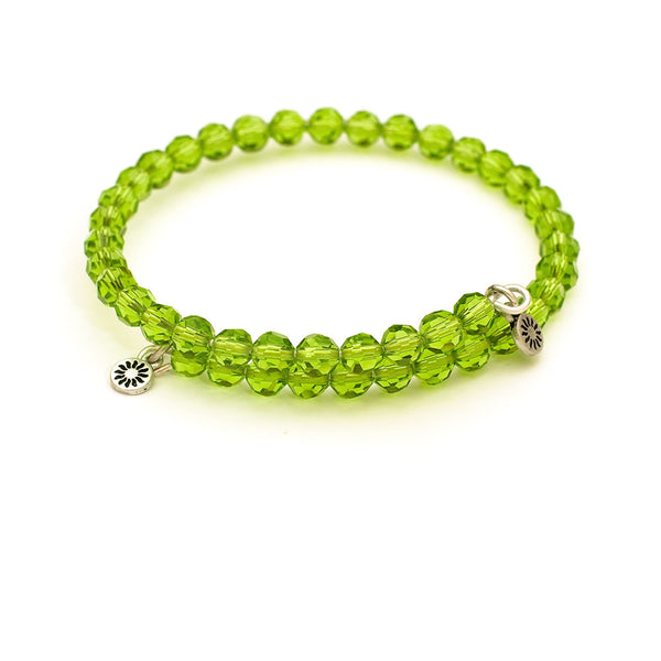 Peridot Crystal, Cufflet Antique Silver Color Finish