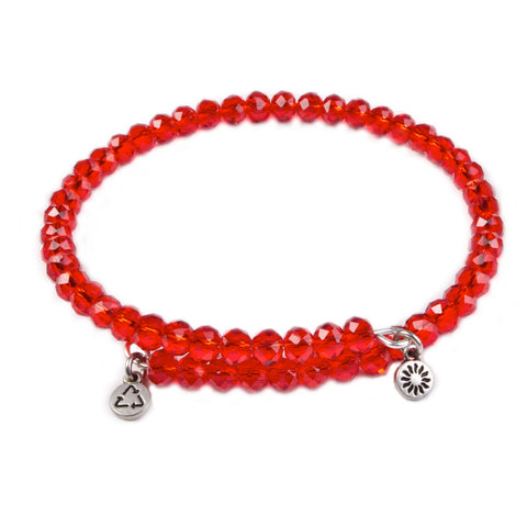 Red Crystal, Cufflet Antique Silver Color Finish