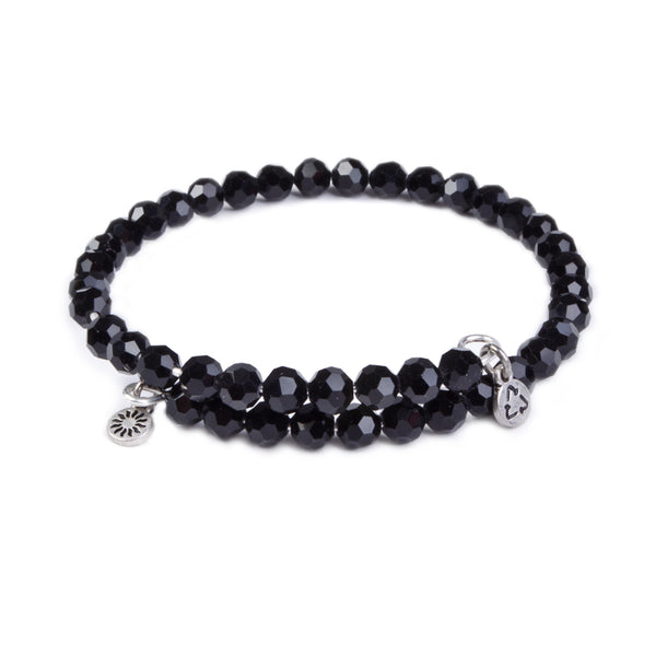 Black Crystal, Cufflet Antique Silver Color Finish
