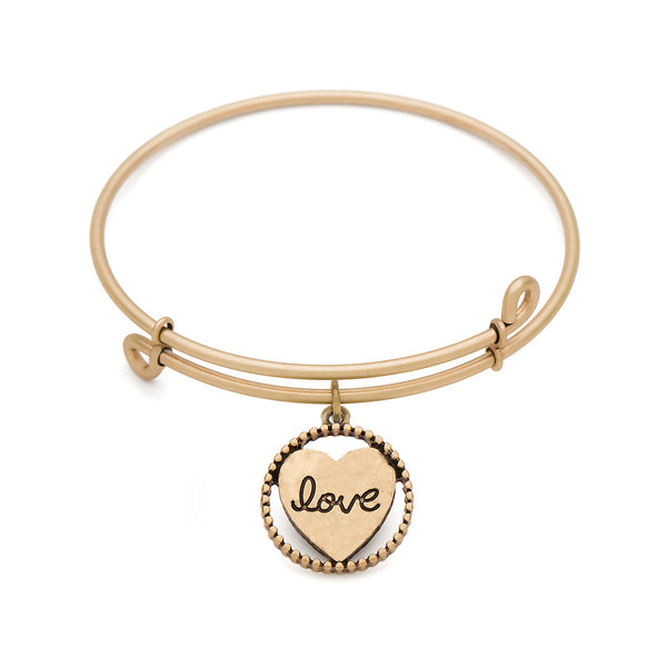 Heart, Bangle Antique Gold Color Finish