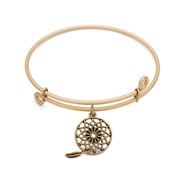 Dream Catcher, Bangle Antique Gold Color Finish