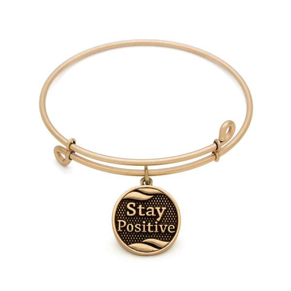 Stay Positive, Bangle Antique Gold Color Finish