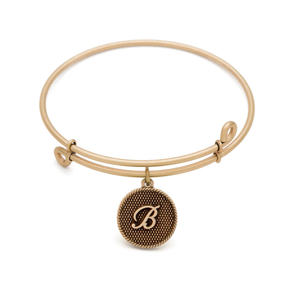 Initial B, Bangle Antique Gold Color Finish