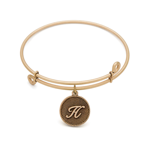 Initial H, Bangle Antique Gold Color Finish