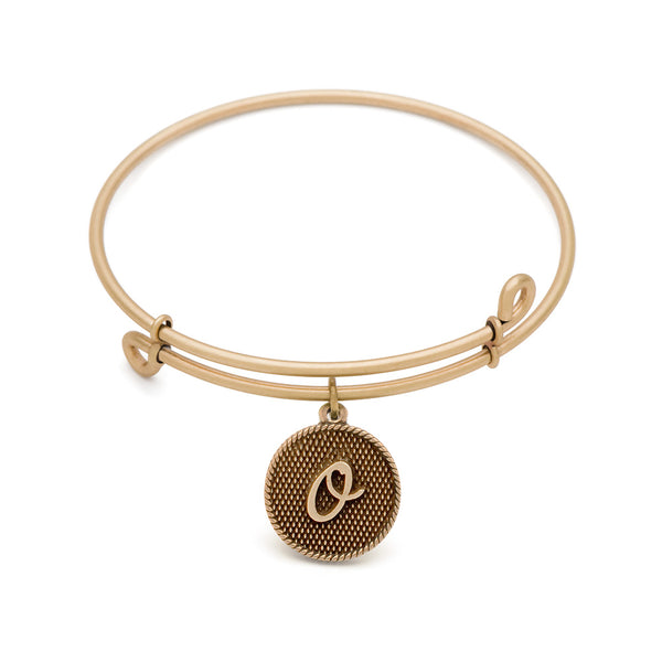 Initial O, Bangle Antique Gold Color Finish