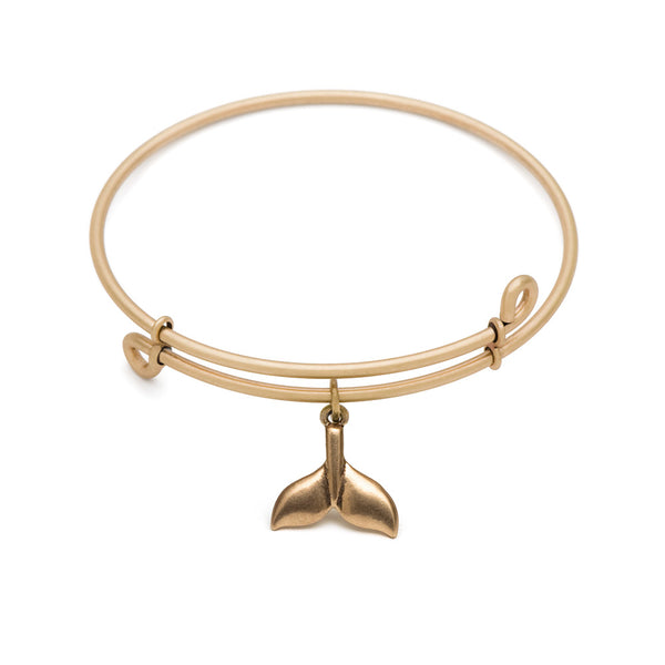 Whale Tail, Bangle Antique Gold Color Finish