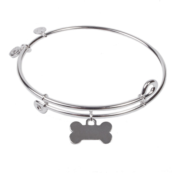 Dog Bone, Bangle Sterling Silver Plated