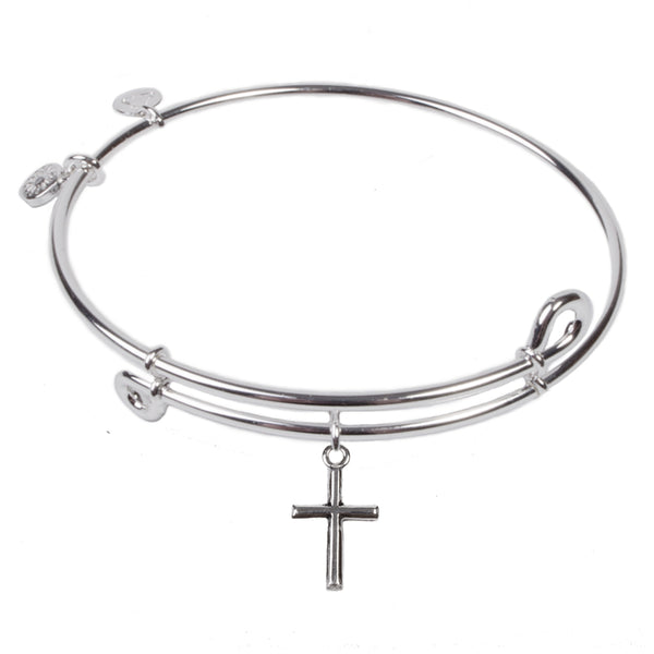 Mini Cross, Bangle Sterling Silver Plated