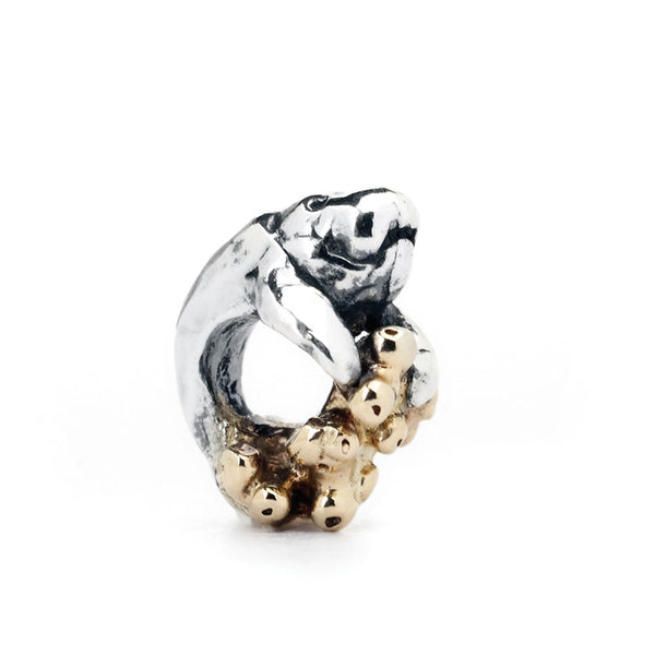 Manatee and Coral, Silver with 14K Gold