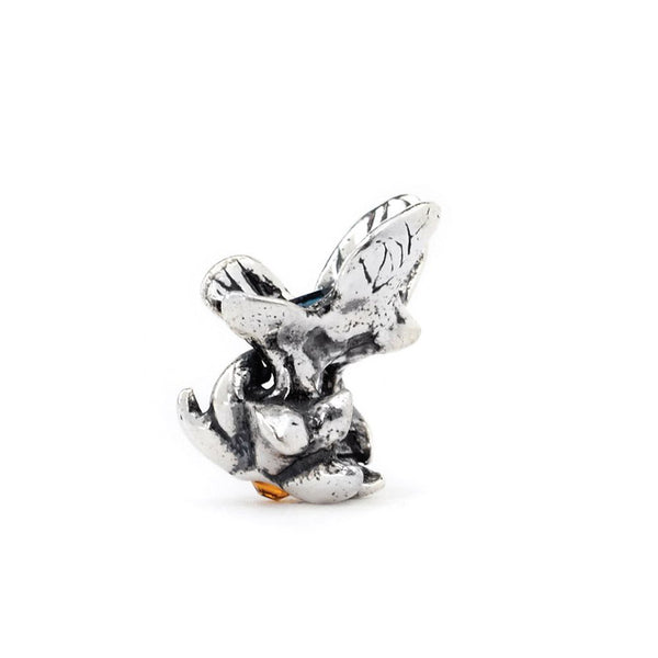 Butterfly on a Flower, Silver with Crystals