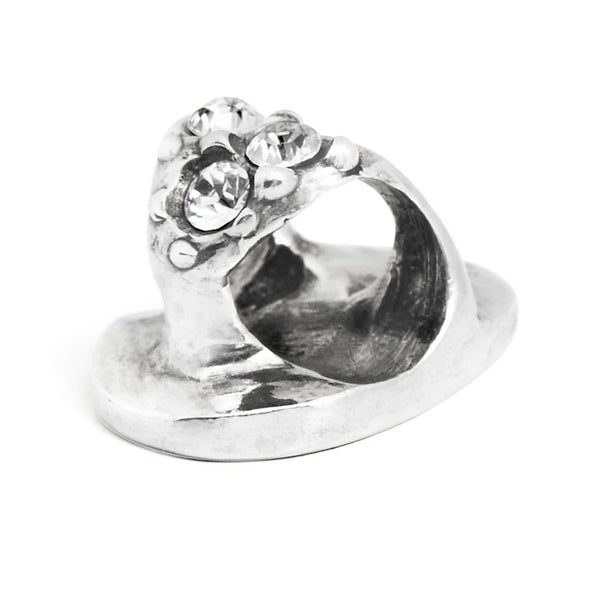 Flip Flop, Silver with Crystals