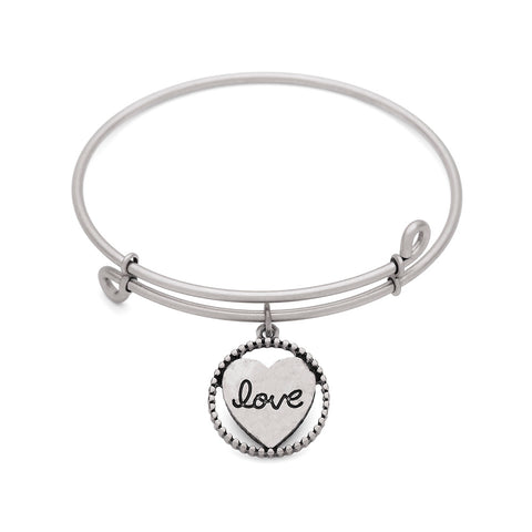 SOL Heart, Bangle Antique Silver Color Finish