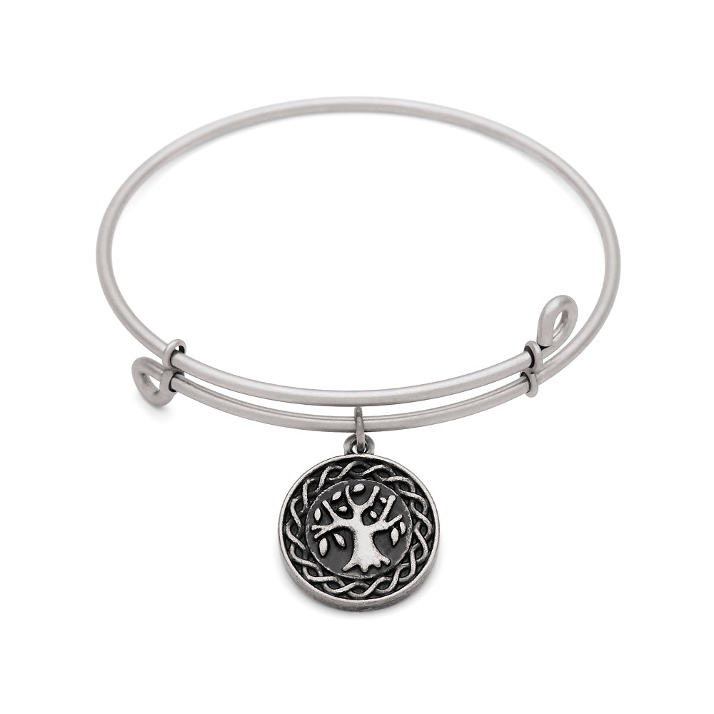 SOL Tree of Life, Bangle Antique Silver Color Finish