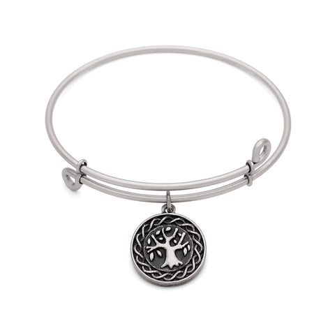 SOL Tree of Life, Bangle Antique Silver Color Finish