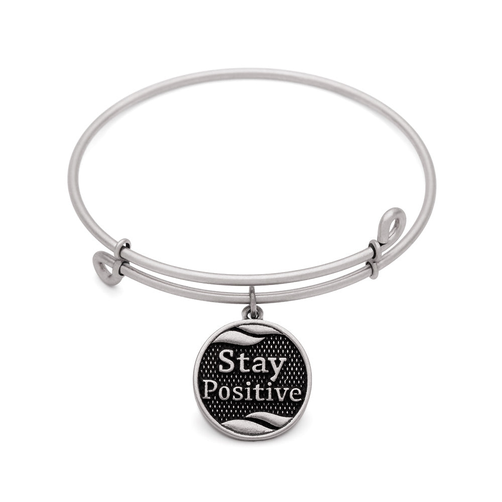 SOL Stay Positive, Bangle Antique Silver Color Finish