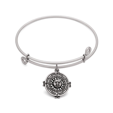 SOL Compass, Bangle Antique Silver Color Finish