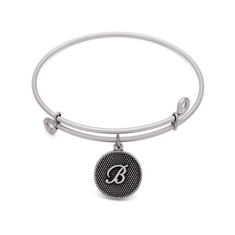 SOL Initial B, Bangle Antique Silver Color Finish