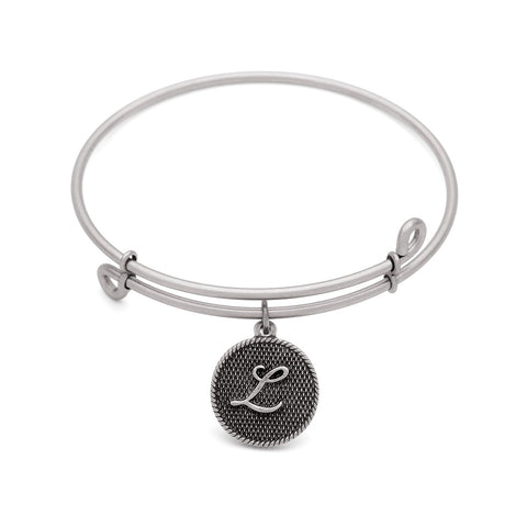 SOL Initial L, Bangle Antique Silver Color Finish