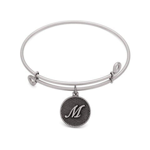 SOL Initial M, Bangle Antique Silver Color Finish