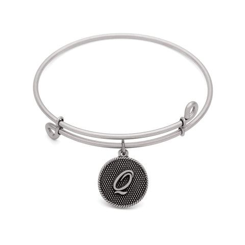 SOL Initial Q, Bangle Antique Silver Color Finish