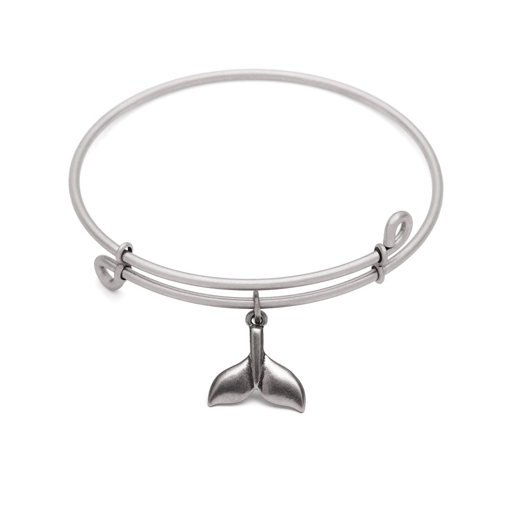 SOL Whale Tail, Bangle Antique Silver Color Finish