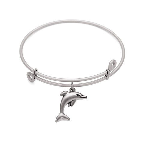 SOL Dolphin, Bangle Antique Silver Color Finish